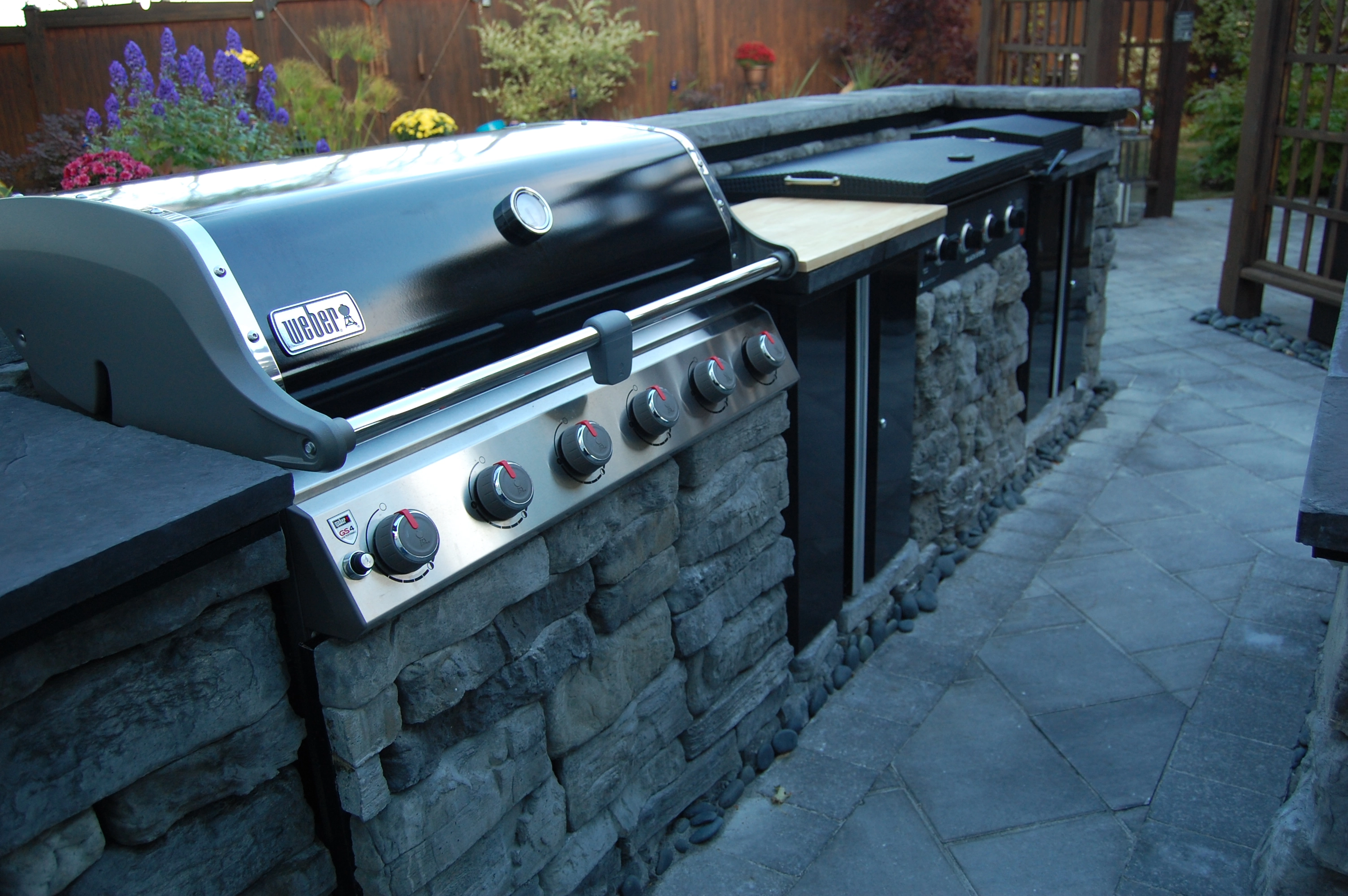 BBQ built into stone counter-top